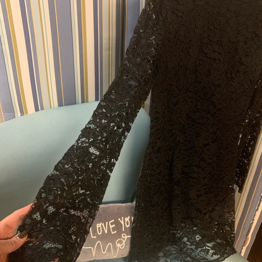 Long Sleeve Black Lace Cocktail Dress - Picture 2 of 7